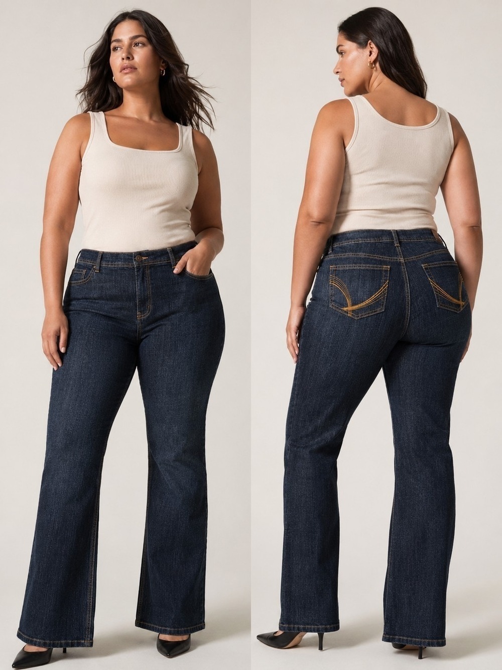 Dark Wash Bootcut Jeans Plus Size 18P Stretch Denim Classic Y2K Casual